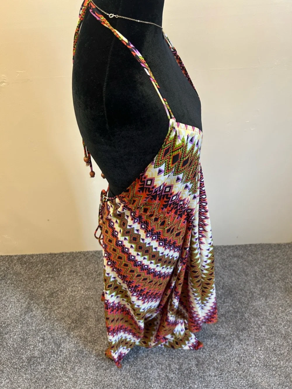 Elan x Anthropologie Aztec-Print Backless Maxi Dress in Pink, Orange & Cream - Picture 2 of 11